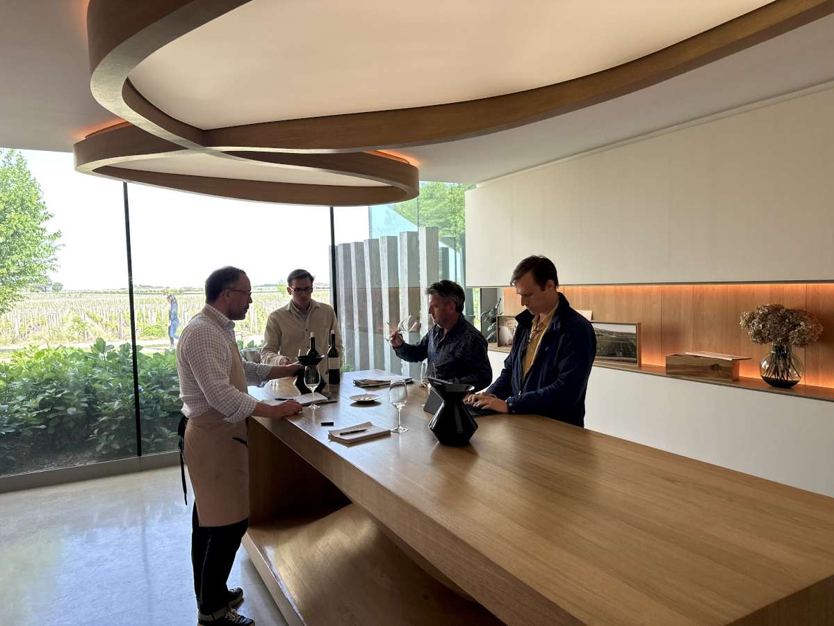 The tasting bench at Cheval Blanc.